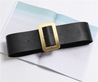 Καθημερινή γυναικεία ζώνη σε μαύρο χρώμα με χρυσή πόρπη - δύο μοντέλα