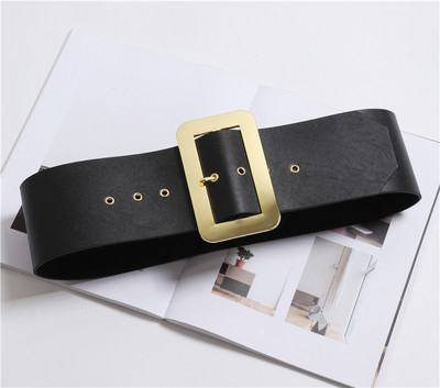 Καθημερινή γυναικεία ζώνη σε μαύρο χρώμα με χρυσή πόρπη - δύο μοντέλα