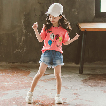 Παιδικό t-shirt για κορίτσια σε τρία χρώματα με εφαρμογές