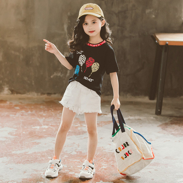 Gyermek póló lányoknak három színben, rátéttel