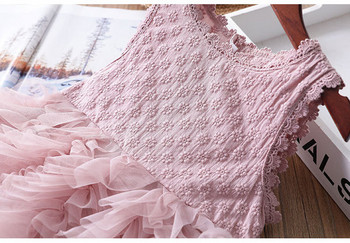 Κομψό παιδικό φόρεμα για κορίτσια με τούλι σε λευκό και ροζ χρώμα
