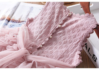 Κομψό παιδικό φόρεμα για κορίτσια με τούλι σε λευκό και ροζ χρώμα