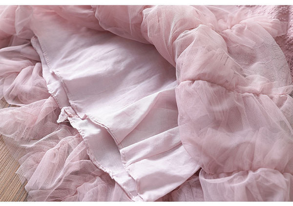 Rochie eleganta pentru copii pentru fete cu tul in alb si roz