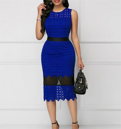 Κομψό γυναικείο φόρεμα Slim μοντέλο σε μπλε χρώμα