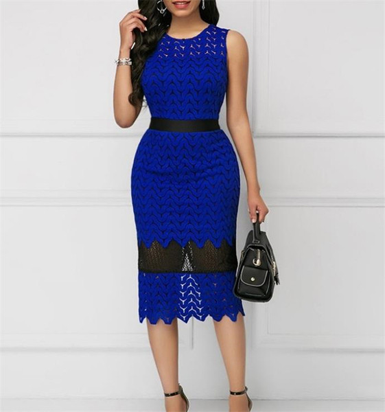 Κομψό γυναικείο φόρεμα Slim μοντέλο σε μπλε χρώμα