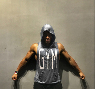 Αθλητικό casual ανδρικό αμάνικο μπλουζάκι  με κουκούλα σε διάφορα χρώματα 