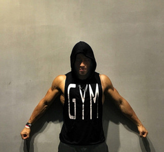 Αθλητικό casual ανδρικό αμάνικο μπλουζάκι  με κουκούλα σε διάφορα χρώματα 