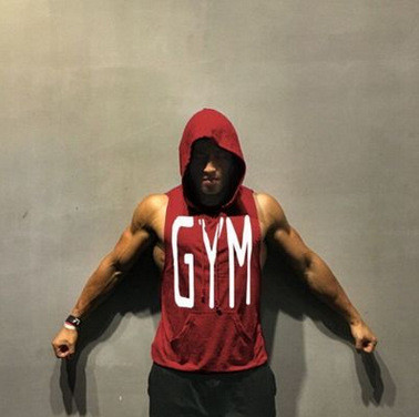 Αθλητικό casual ανδρικό αμάνικο μπλουζάκι  με κουκούλα σε διάφορα χρώματα 