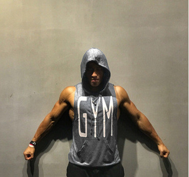 Αθλητικό casual ανδρικό αμάνικο μπλουζάκι  με κουκούλα σε διάφορα χρώματα 