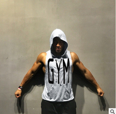 Αθλητικό casual ανδρικό αμάνικο μπλουζάκι  με κουκούλα σε διάφορα χρώματα 