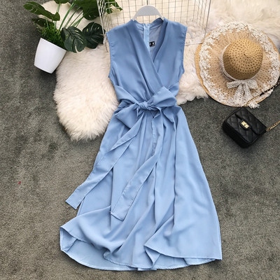 Stílusos női ruha V-nyakú több színben