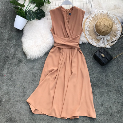 Stílusos női ruha V-nyakú több színben