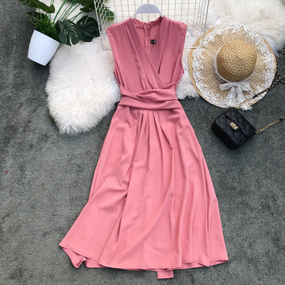 Stílusos női ruha V-nyakú több színben