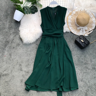 Stílusos női ruha V-nyakú több színben