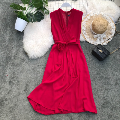 Stílusos női ruha V-nyakú több színben