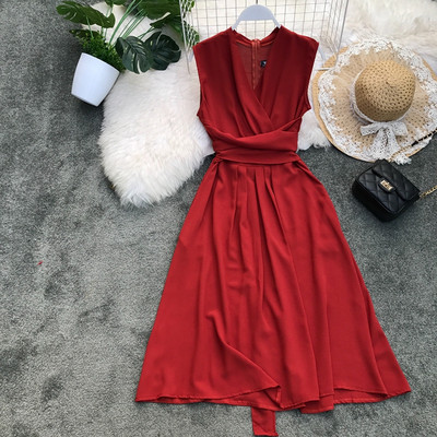 Stílusos női ruha V-nyakú több színben