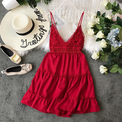 Női modern nyári ruha csipkével és vékony pántokkal több színben