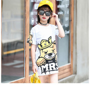 Rövid ujjú, rátétes gyerektunika lányoknak