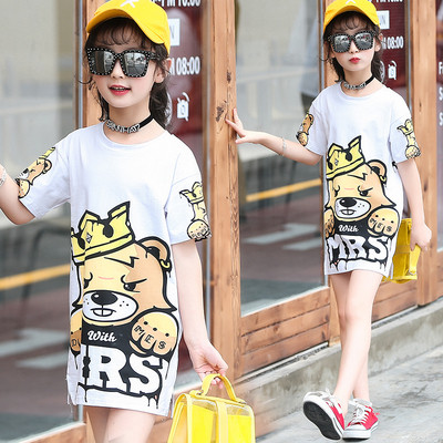 Rövid ujjú, rátétes gyerektunika lányoknak