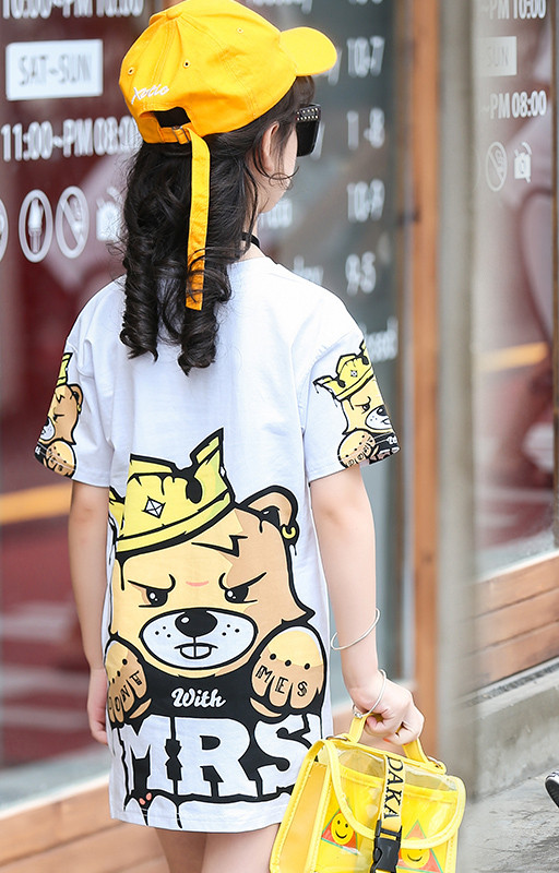 Rövid ujjú, rátétes gyerektunika lányoknak