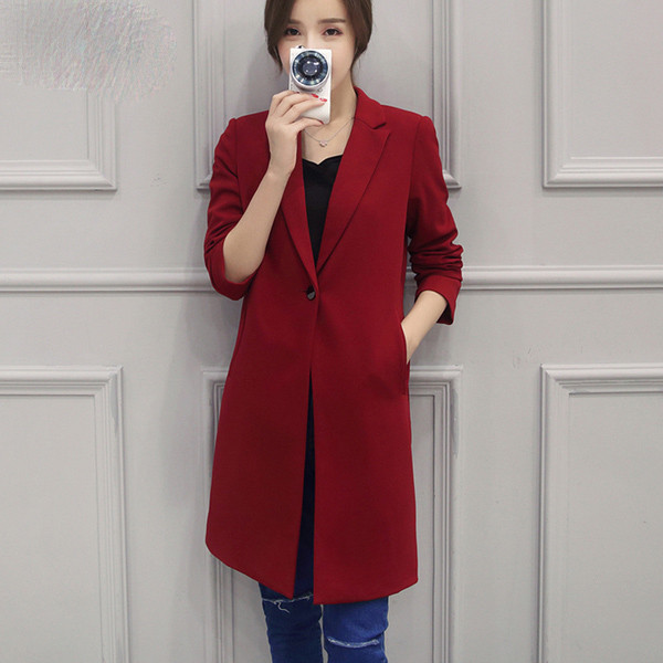 Stílusos női hosszú kabát, hosszú ujjú piros színben