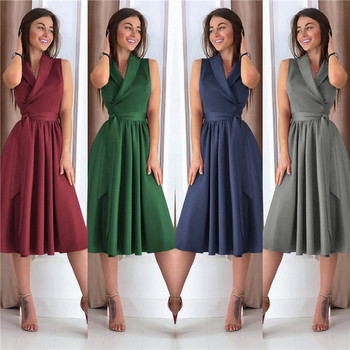 Κομψό γυναικείο φόρεμα με ντεκολτέ σε σχήμα V σε τέσσερα χρώματα