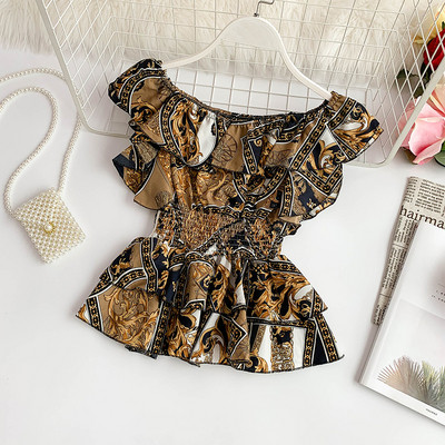 Μοντέρνα γυναικεία μπλούζα σε διάφορα χρώματα με πολύχρωμο πριντ