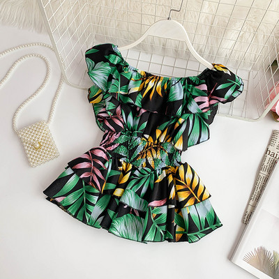 Μοντέρνα γυναικεία μπλούζα σε διάφορα χρώματα με πολύχρωμο πριντ