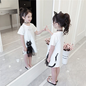 Детска туника за момичета в бял цвят с апликация