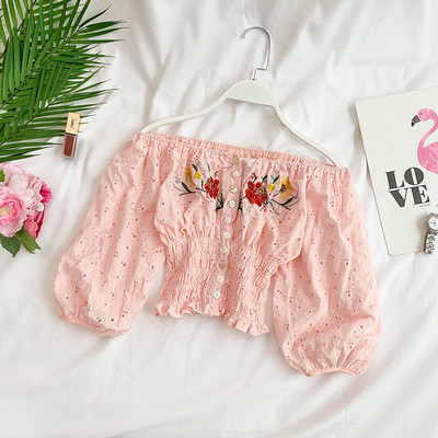 Modern női blúz 3/4-es ujjal és több színben hímzéssel