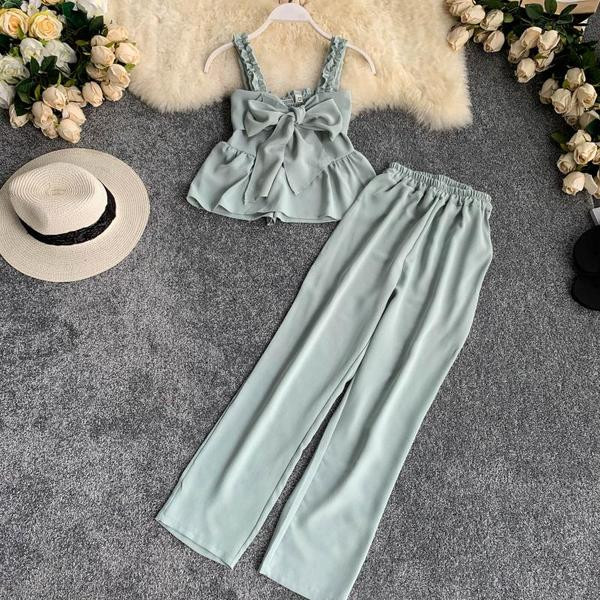 Modern női kétrészes szett több színben szalaggal