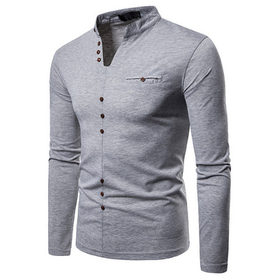 Μοντέρνα ανδρική μπλούζα σε τέσσερα χρώματα με διακοσμητικά κουμπιά