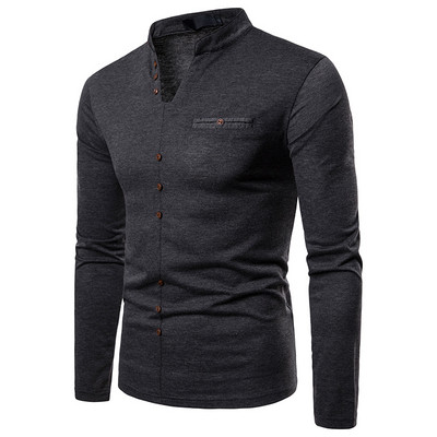 Μοντέρνα ανδρική μπλούζα σε τέσσερα χρώματα με διακοσμητικά κουμπιά