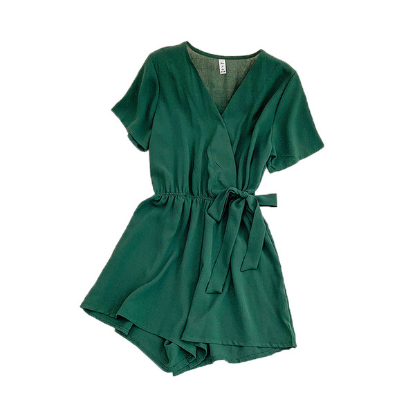 Κομψή γυναικεία φόρμα με κορδέλα και V-neckline