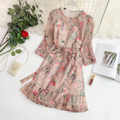 Rochie de dama eleganta cu maneci 3/4 in doua culori si cravate