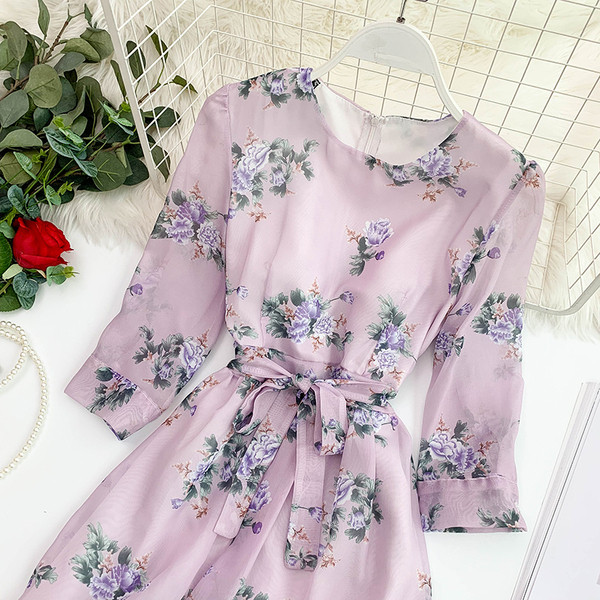 Rochie de dama eleganta cu maneci 3/4 in doua culori si cravate