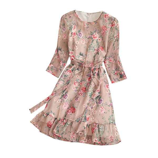 Rochie de dama eleganta cu maneci 3/4 in doua culori si cravate