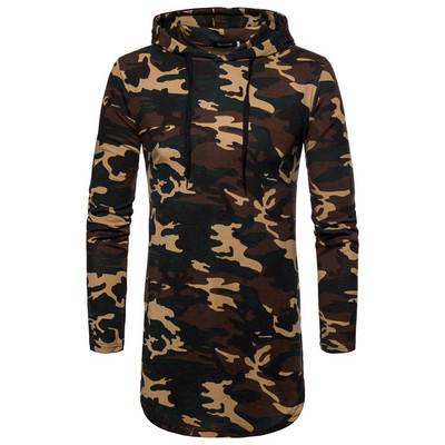 Hanorac lung pentru bărbați la modă, în patru culori, cu glugă