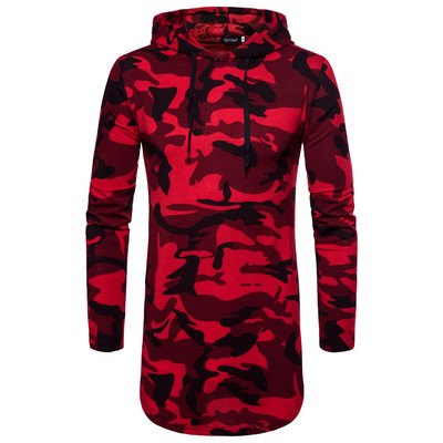 Hanorac lung pentru bărbați la modă, în patru culori, cu glugă