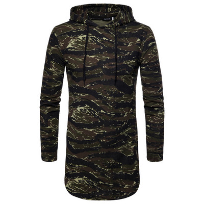 Hanorac lung pentru bărbați la modă, în patru culori, cu glugă