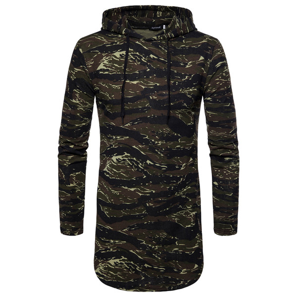 Hanorac lung pentru bărbați la modă, în patru culori, cu glugă