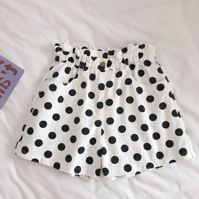 Divatos női rövidnadrág magas derékkal, három színű pöttyökkel