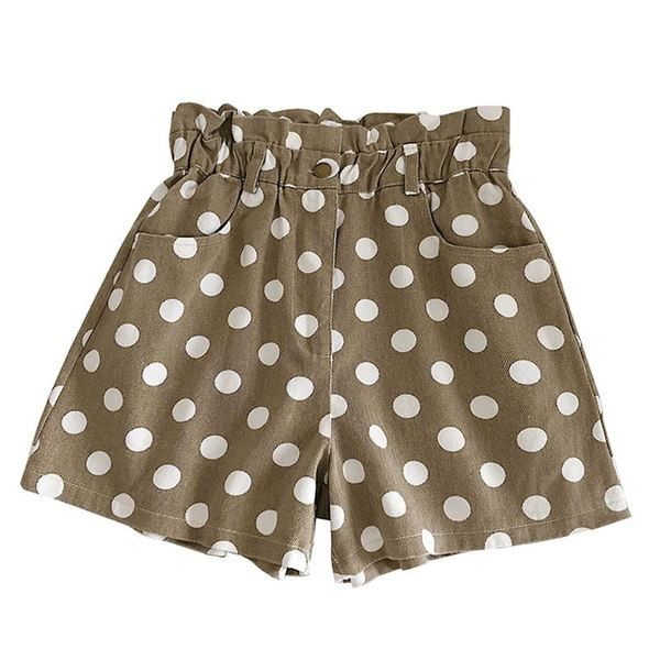 Divatos női rövidnadrág magas derékkal, három színű pöttyökkel