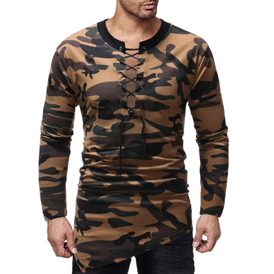 Modern férfi blúz terepszínű jobb aszimmetrikus mintával