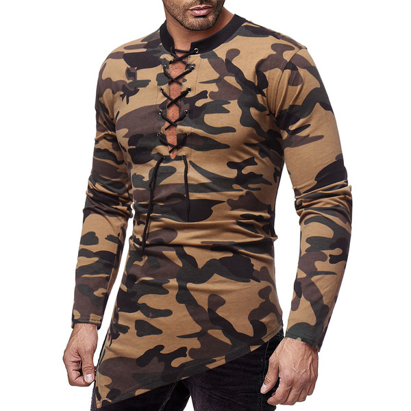Modern férfi blúz terepszínű jobb aszimmetrikus mintával