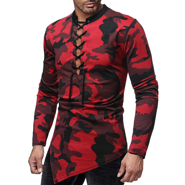 Modern férfi blúz terepszínű jobb aszimmetrikus mintával