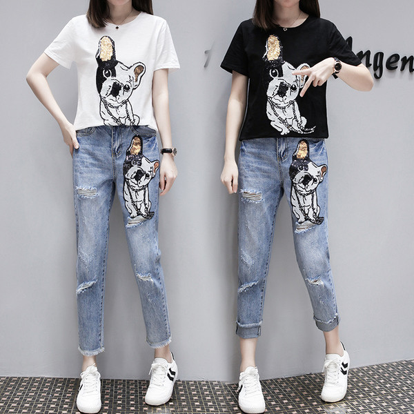 Napi női szett két részből - farmerből és pólóból