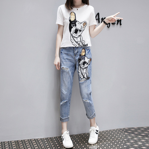 Napi női szett két részből - farmerből és pólóból