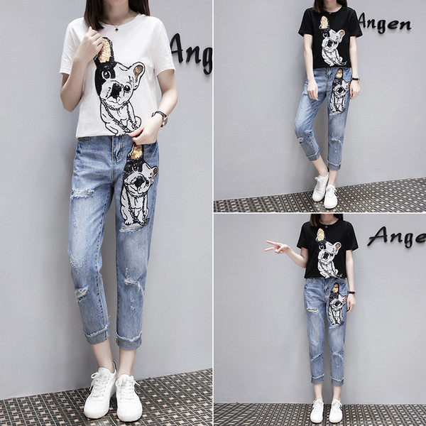 Napi női szett két részből - farmerből és pólóból