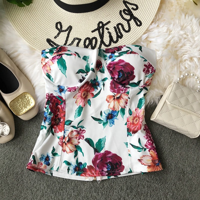 Bustiera de dama eleganta in trei culori cu motiv floral